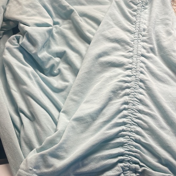 Vintage loft long sleeve top lace up side layered green white cotton stretch L - Picture 7 of 10